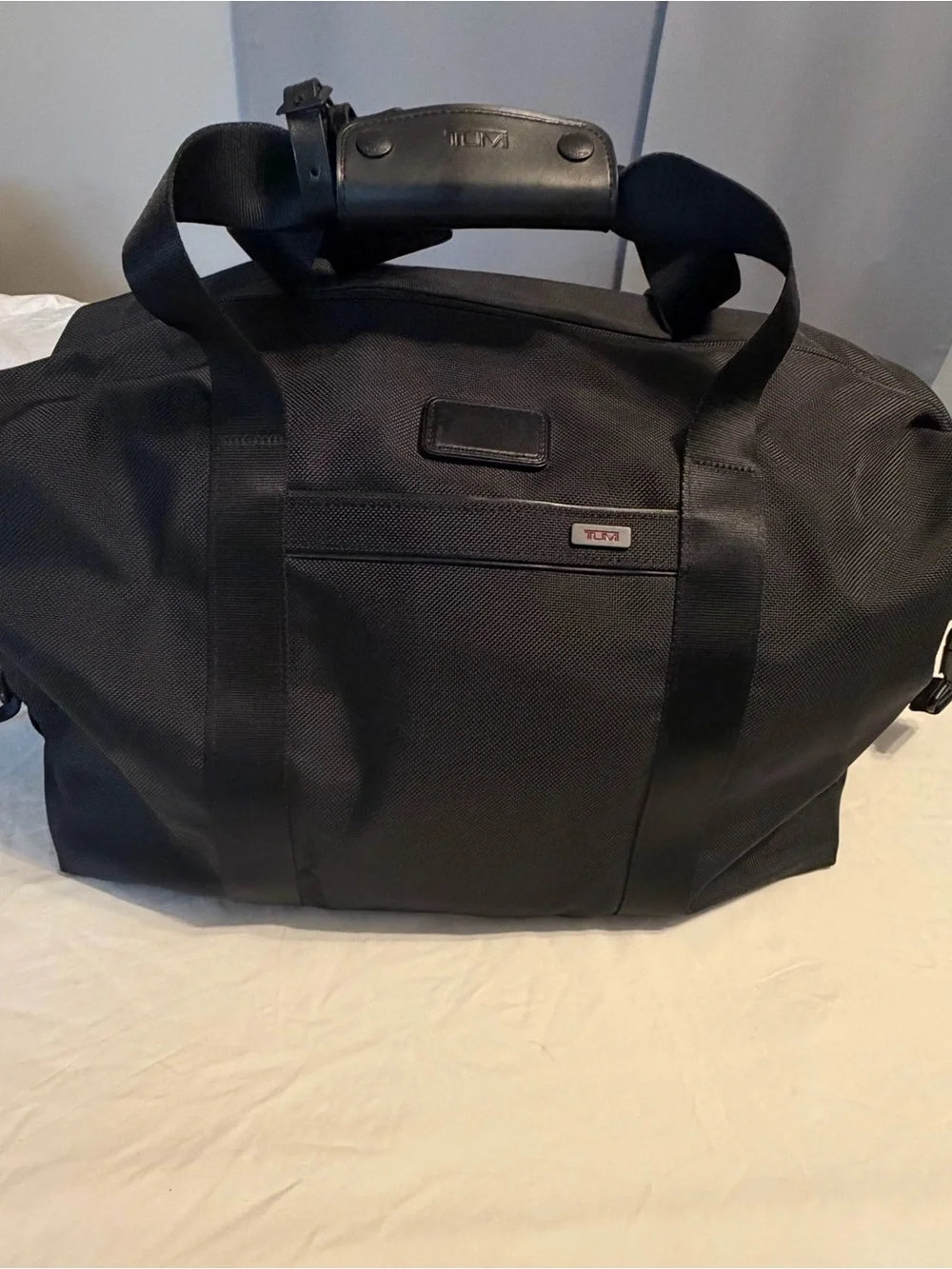 Tumi Black Travel Duffel with Leather Handle